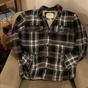 american eagle outfitters Sherpa lined plaid coat